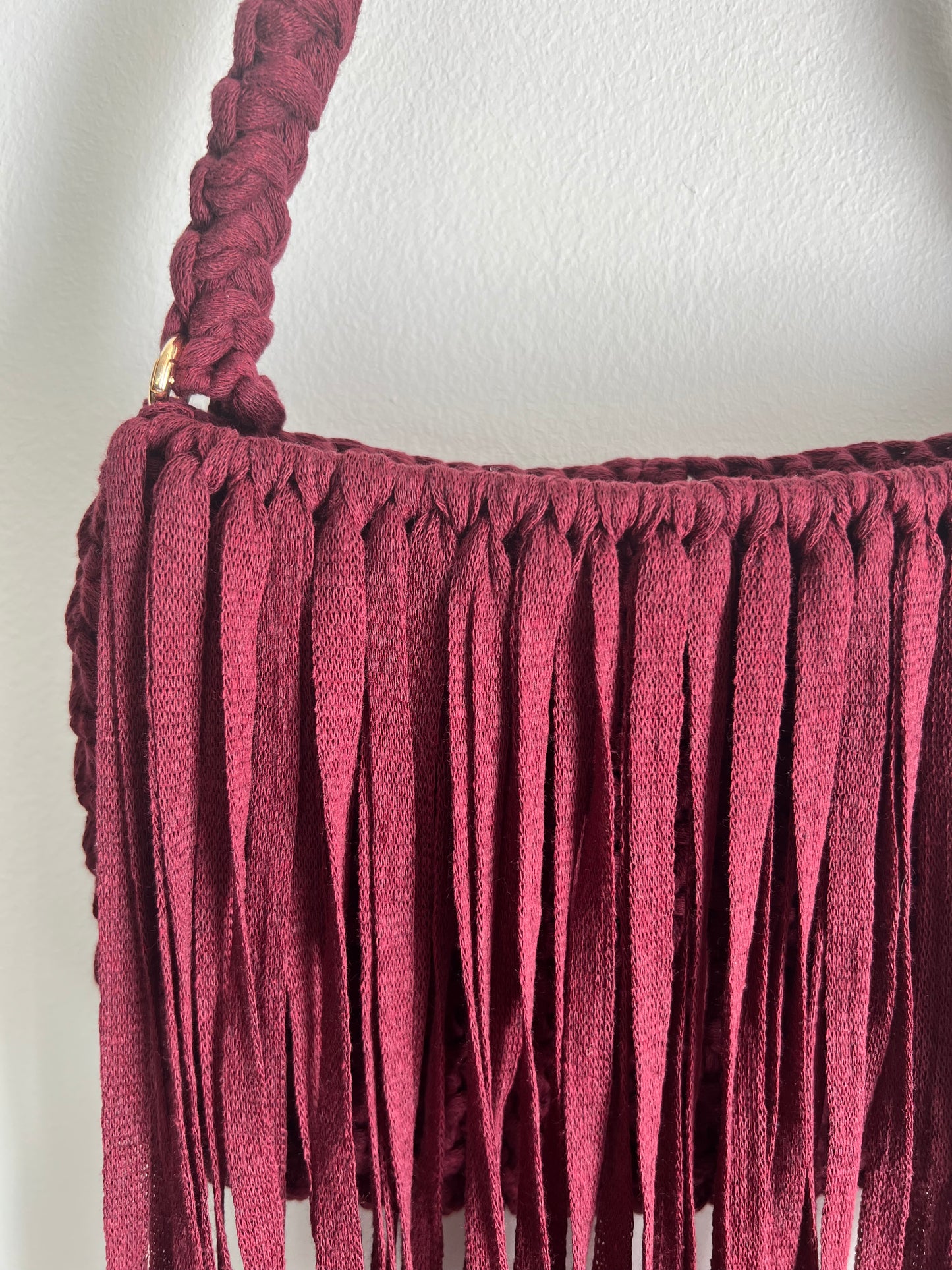 Burgundy Crossbody Bag with long Tassels
