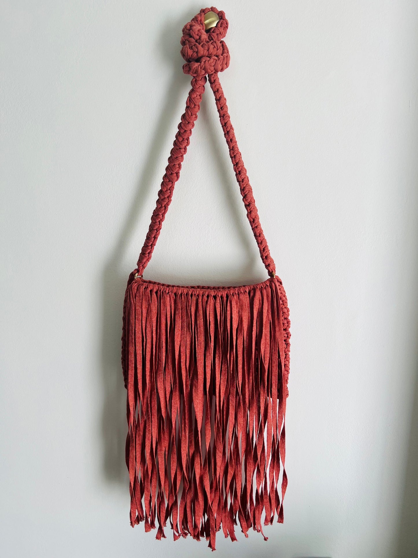 Rust Crossbody Bag with long Tassles