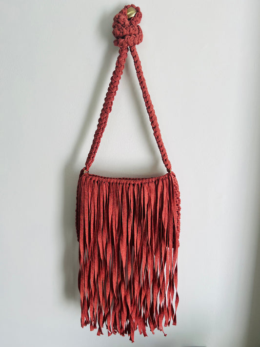 Rust Crossbody Bag with long Tassles
