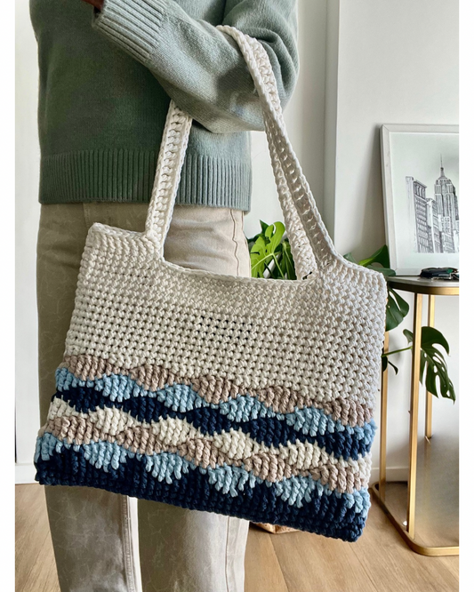 Our Tote Bags make a statement whilst keeping all your shopping and essentials safe. Crocheted using eco-friendly yarns. Ideal for shopping or lunch dates.
